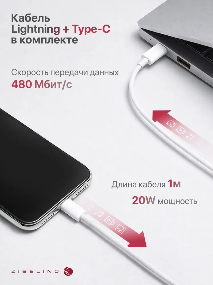 Комплект 2 в 1: СЕТЕВОЕ ЗАРЯДНОЕ устройство для телефона / Блок питания Type-C 25W / Быстрая зарядка Type-C, белый + КАБЕЛЬ Usb-C (Type-C) - Lightning, 1 метр, 20W, белый / Тайп си, 25 Вт, 1 м, фото 4