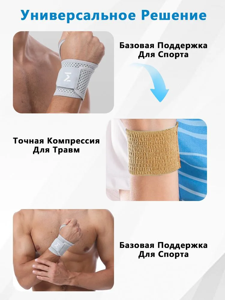 Бандаж на запястье эластичный, комплект 2 предмета, полиамид и эластан, для спорта, тренировок и повседневной поддержки, вариант, фото 4