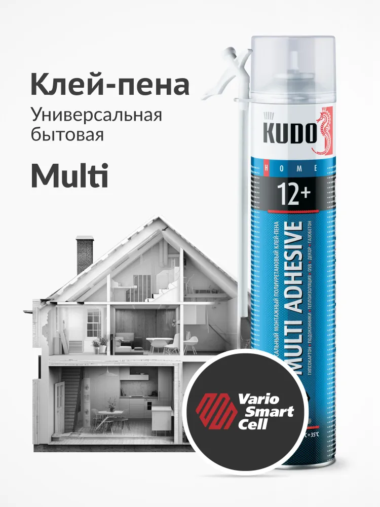 Клей-пена KUDO HOME 12+ монтажный полиуретановый бытовой всесезонная, вариант
