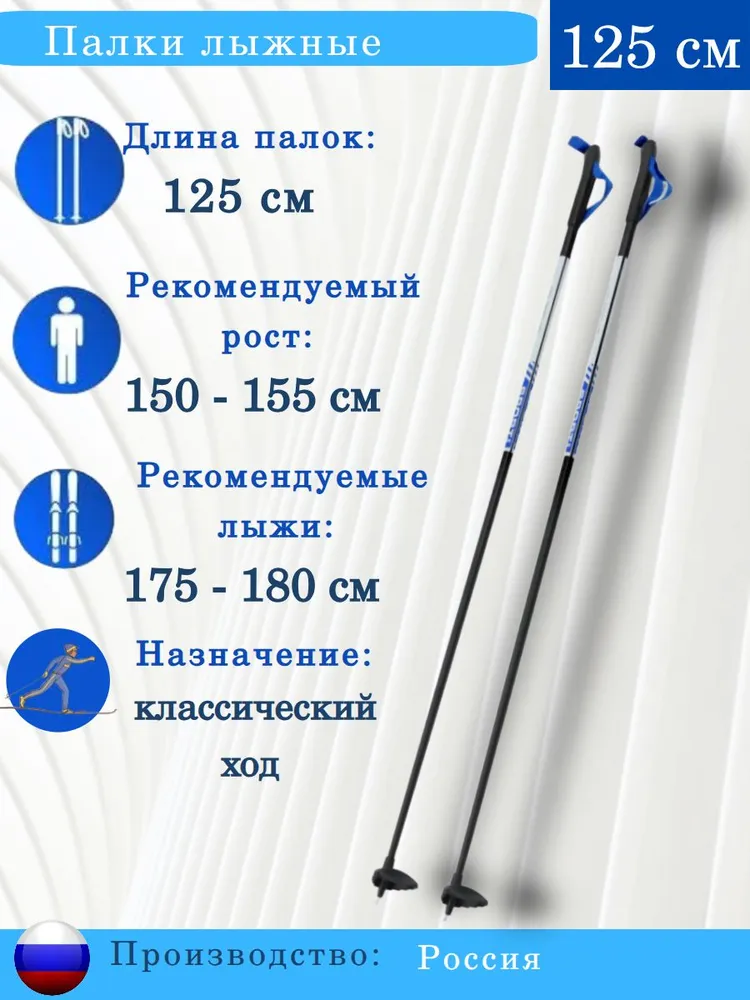 Лыжные палки STC Brados Sport blue 125 см (100% стекловолокно), синий