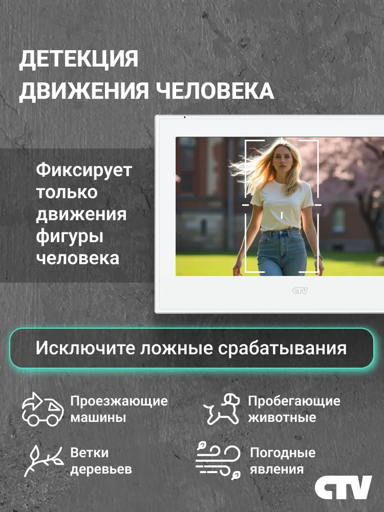 Видеодомофон для квартиры и частного дома CTV-M5704AI с Wi-Fi и AI-функциями, белый, белый, фото 5