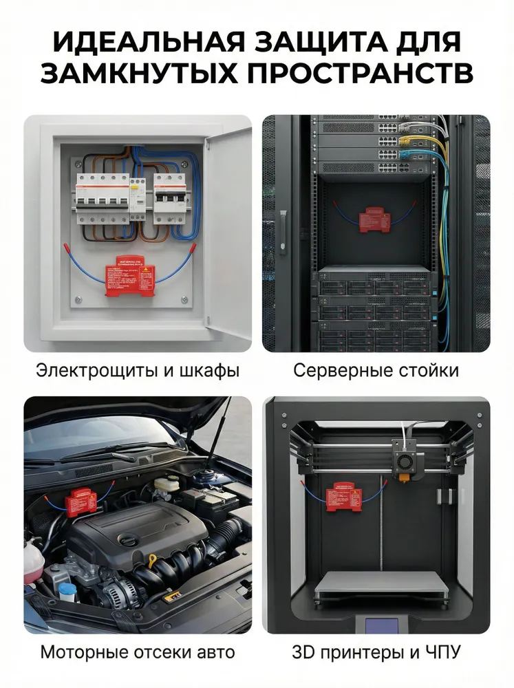 Автоматическое аэрозольное устройство пожаротушения для электрощита, термоактивируемый модуль защиты электрошкафа, распределительного шкафа и бокса, 1 шт., 1 шт, фото 4