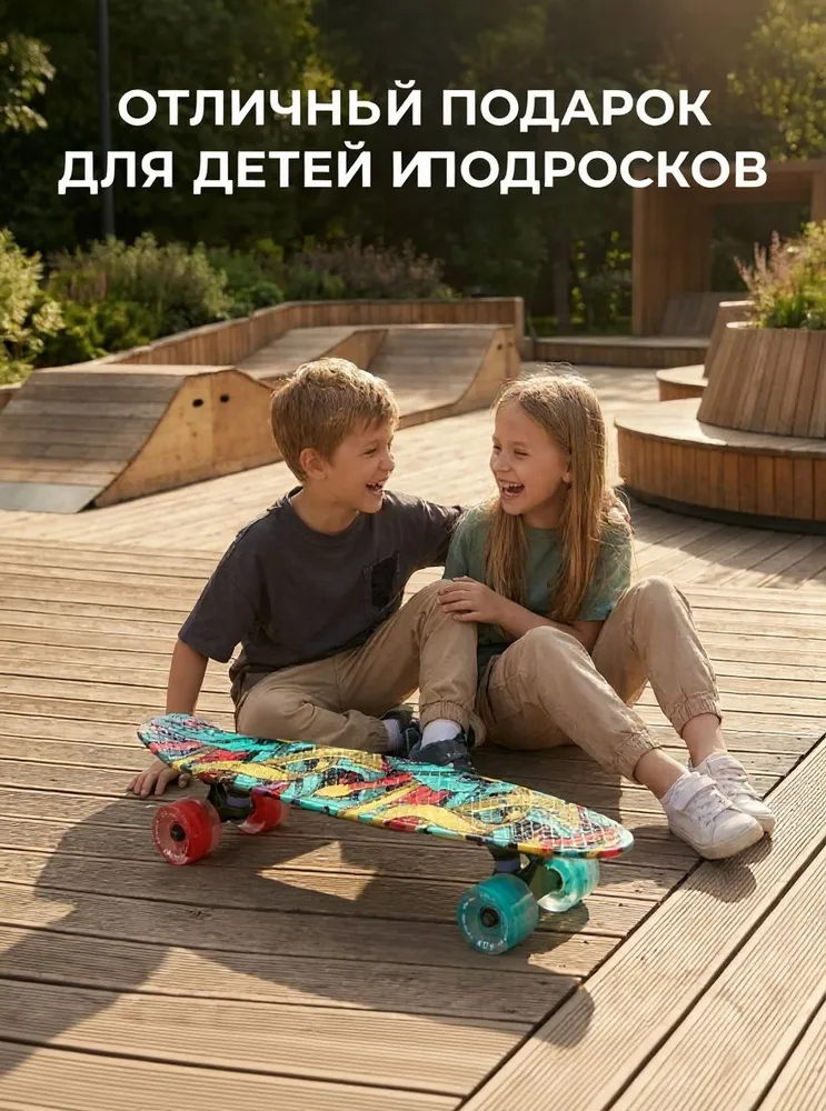 Скейтборд пенни борд LDR Arrow для детей / подростков со светящимися колесами, вариант, фото 5