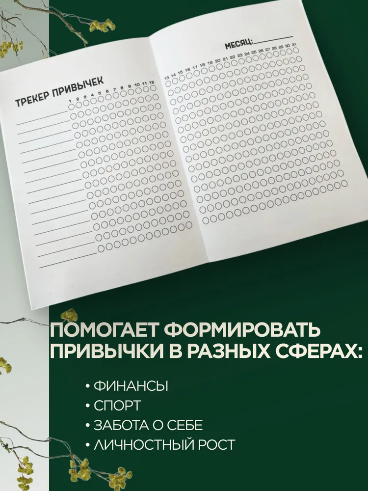 Трекер привычек A5, планер целей и саморазвития на 12 месяцев, вариант, фото 3