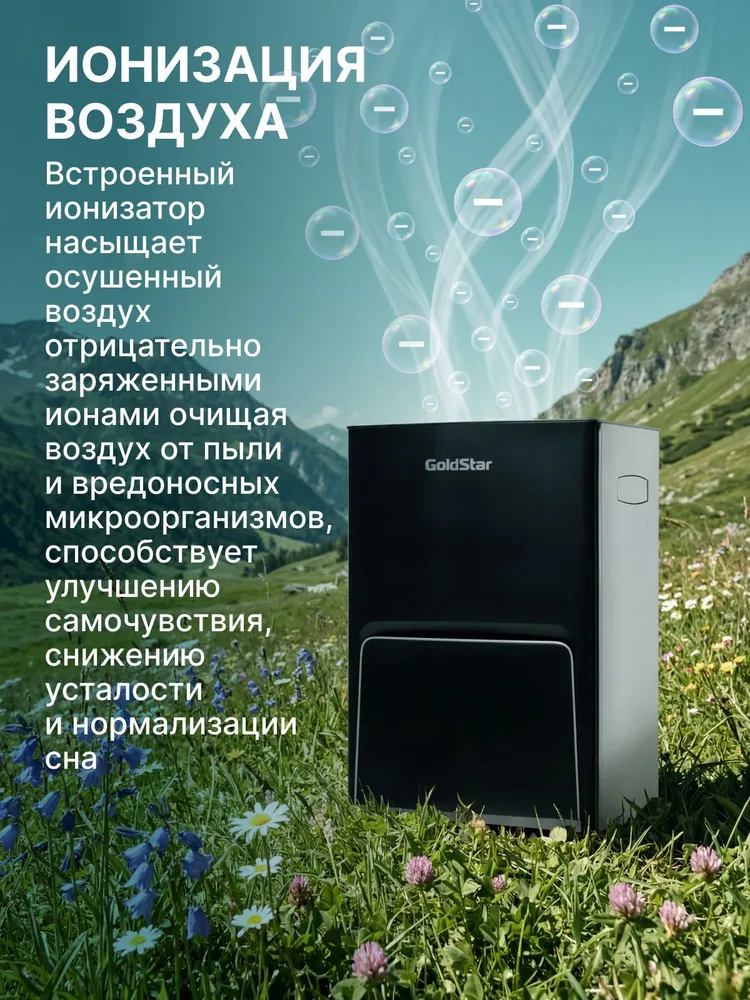 Осушитель воздуха GoldStar GSD-40L, черный, 40 литров, для помещения до 57 кв.м., с обеззараживанием воздуха, с встроенным гигрометром и гигростатом/ для дома, квартиры, подвала, черный, фото 5