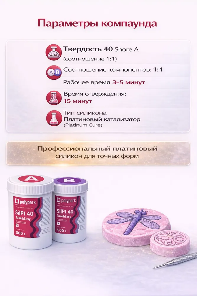Силиконовая паста Polypark (Полипарк) SilPt Take&Easy (0,25 кг+0,25 кг) - 0.5 кг, 250 г, 250 г, фото 5