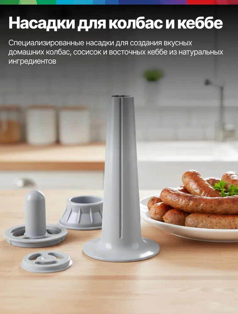 Bosch Мясорубка электрическая MFW66020, 1800 Вт, 3 кг/мин, 5 насадок, технология обратного хода, защита от перегрузки, насадки для колбас, белая, 1800 Вт, 3 кг, фото 3