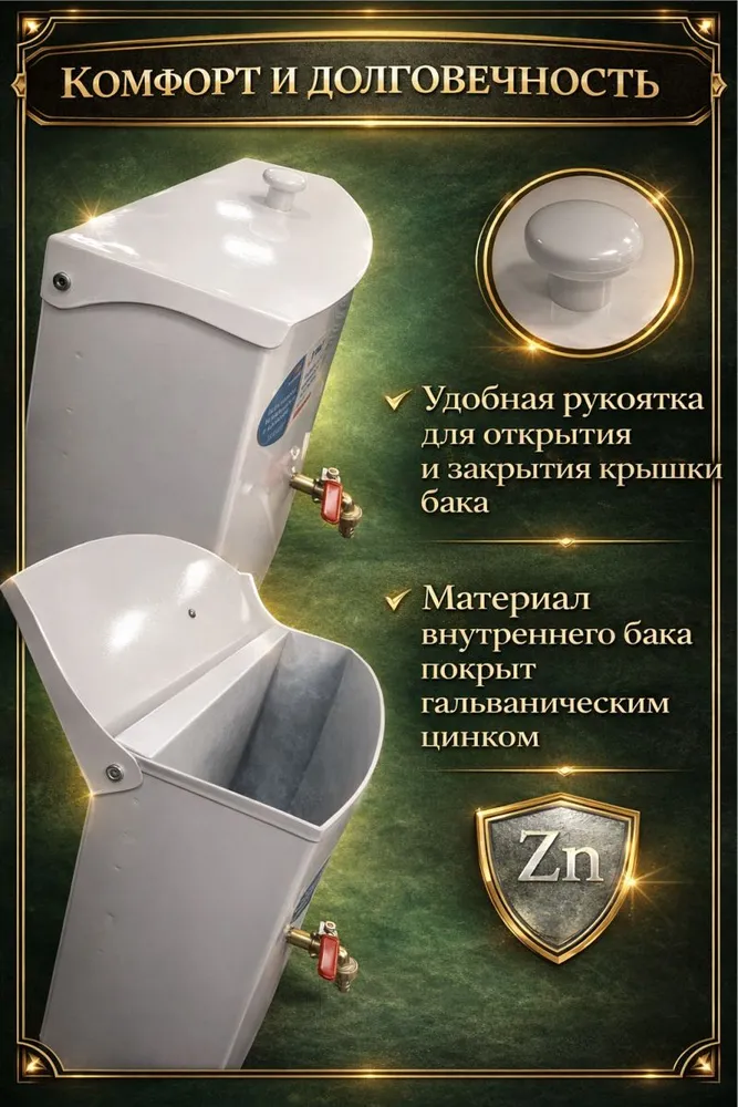Бачок 30 л антикор. Акватекс (ЭВН-30 ) с ручной регулировкой t (Рукомойник с подогревом), 30 л, фото 6