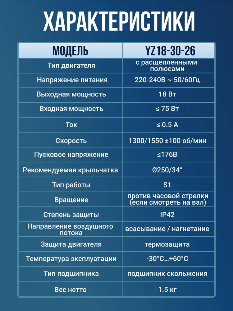 Микродвигатель YZ18-30-26 18Вт 220В для холодильника и тепловой пушки, 18 Вт, фото 5