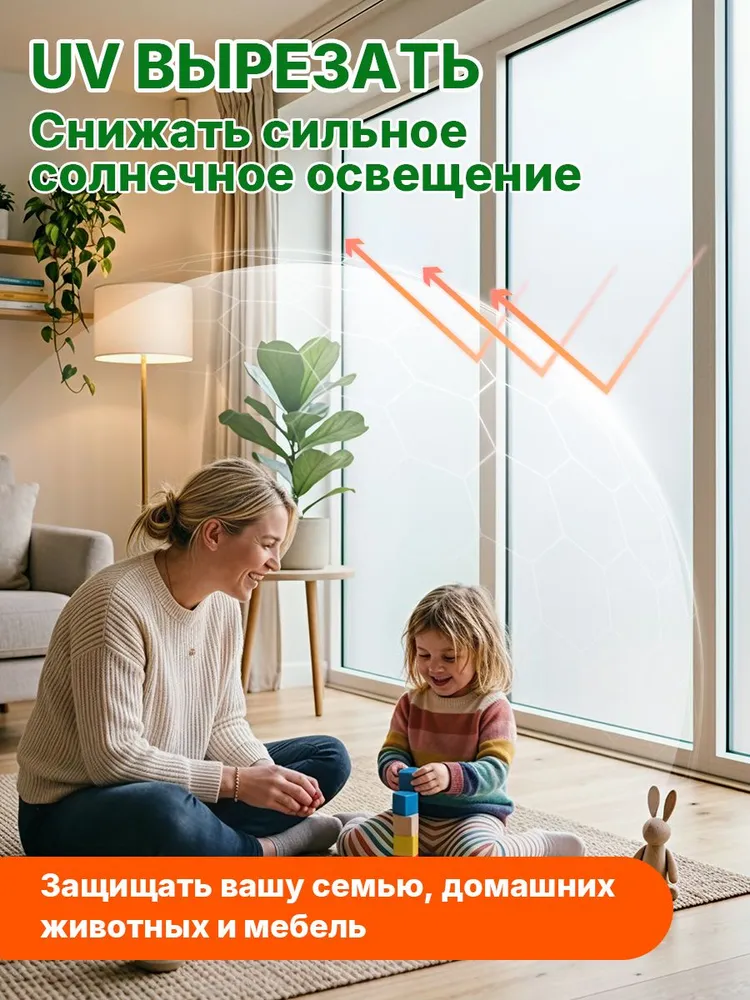 Защита от чужих глаз! Матовая самоклеящаяся пленка на окно / Солнцезащитная,60*300CM, вариант, фото 2