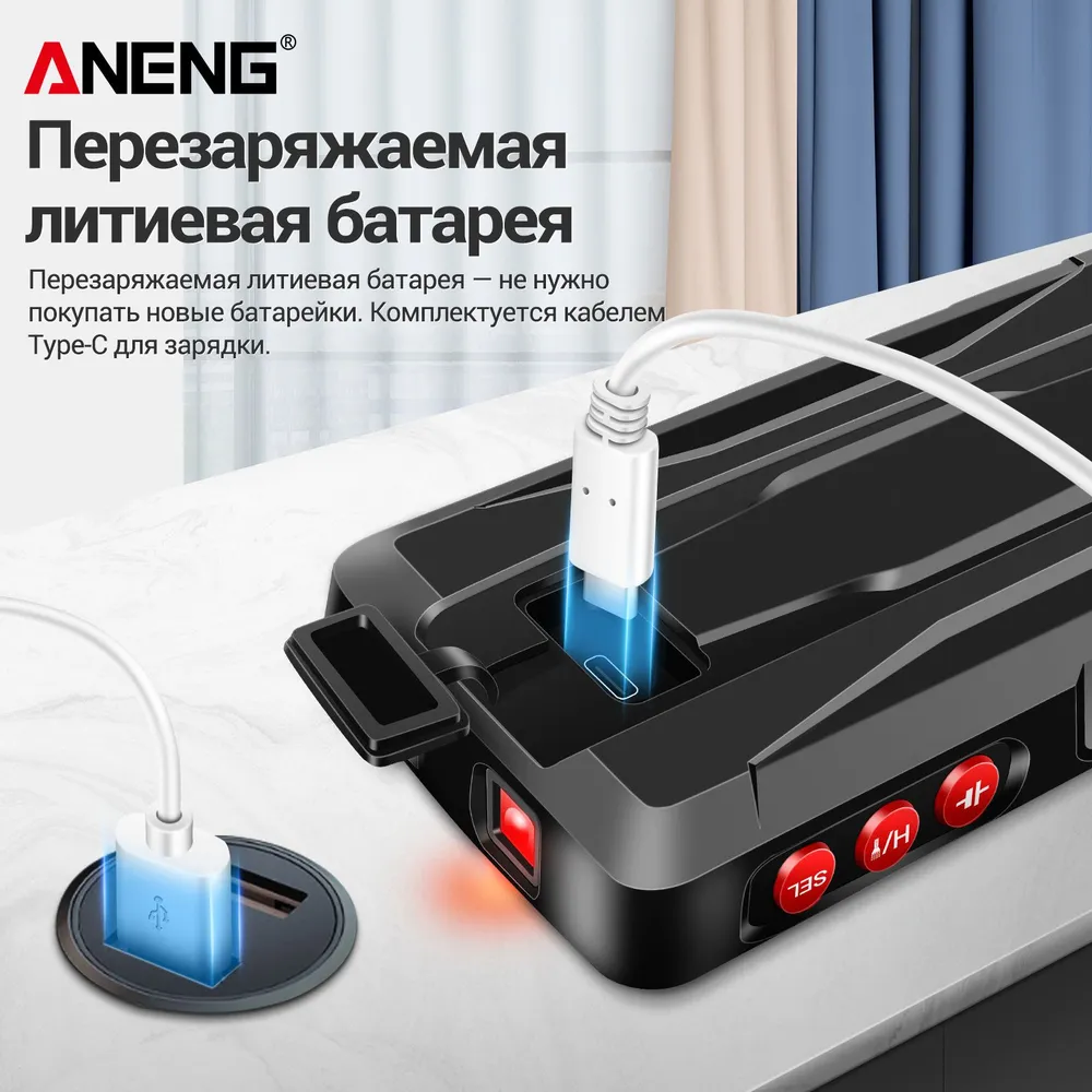 ANENG 681 Умный многофункциональный измерительный инструмент 6000 отсчетов TRUE RMS, напряжение AC/DC 1000В, ток 10А, температура, NCV, определение фазы/нуля, перезаряжаемый, вариант, фото 6