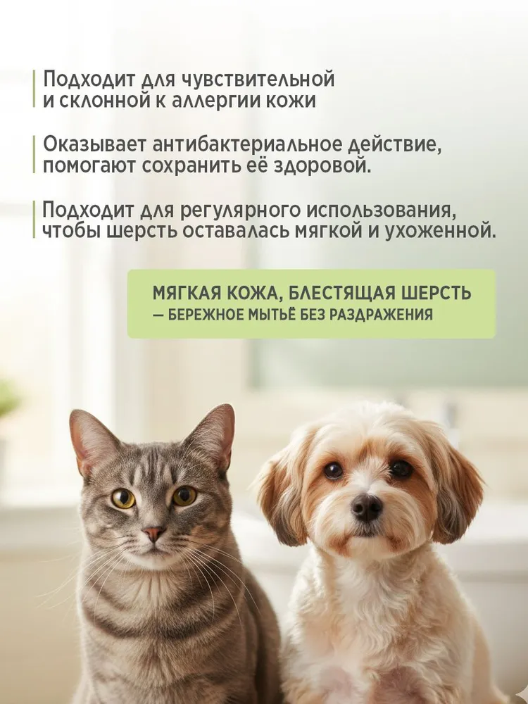 Шампунь кондиционер для собак и кошек, для груминга, профессиональный, PITON, гипоаллергенный. 460мл, 460 мл, фото 3