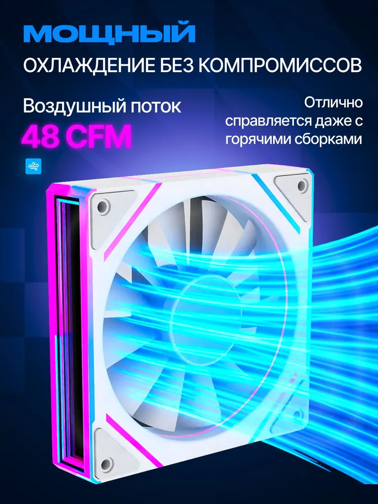 Комплект вентиляторов для ПК 120мм IRON PRIDE Cool Blade FX7 White, ARGB подсветка, PWM, 3 шт, 3 шт, фото 5