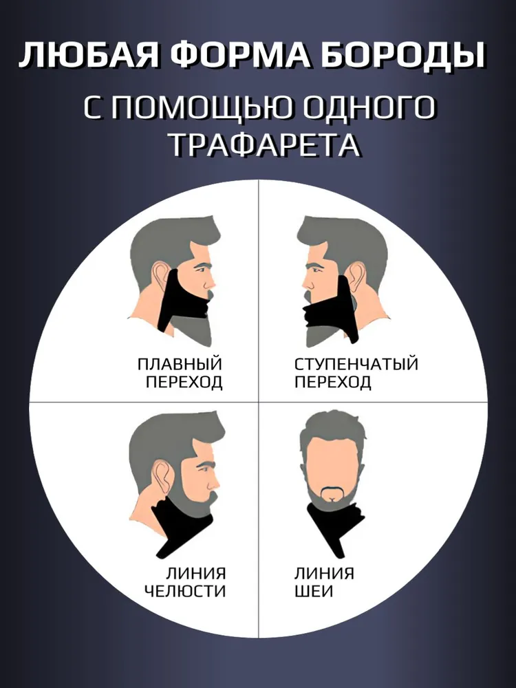 Металлический трафарет для бороды и усов, вариант, фото 4