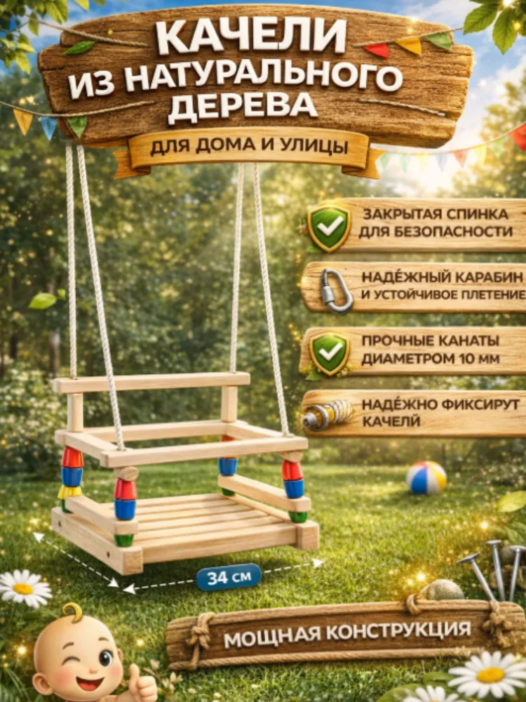 Качели детские подвесные для дома и улицы, вариант, фото 2