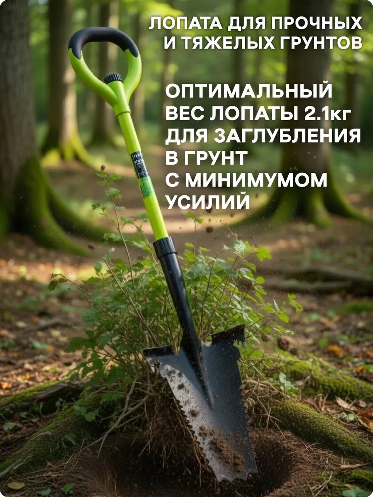 Лопата штыковая разборная для корчевания с черенком и ручкой, садовая, вариант, фото 6