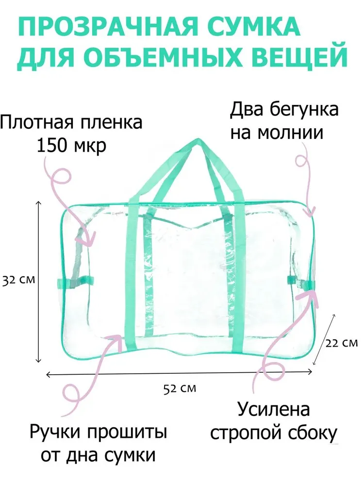 ТУТ ПОСМОТРИ, Сумки в роддом для мамы и малыша, набор 3шт/ большая прозрачная сумка в роддом, 3 шт, фото 2