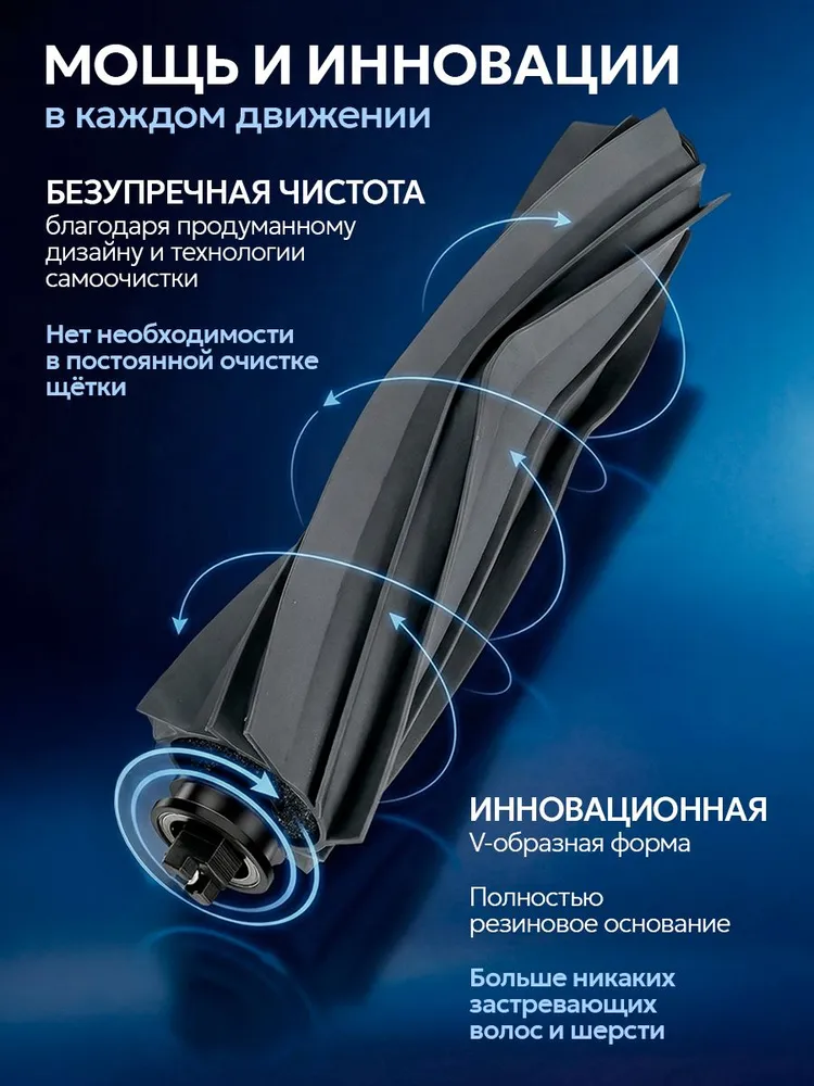 Щетка основная силиконовая для робота пылеcоса Dreame Bot L10s Ultra, L20 / L30 Ultra, D10s, вариант, фото 5