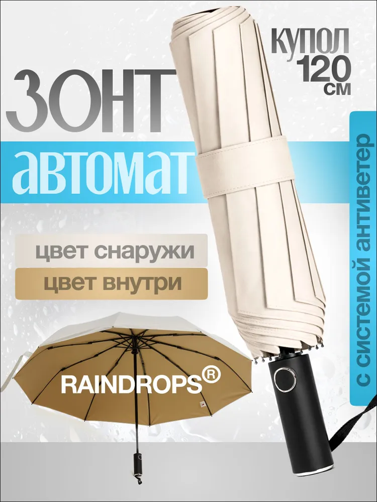 Зонт женский автомат антиветер Raindrops, вариант
