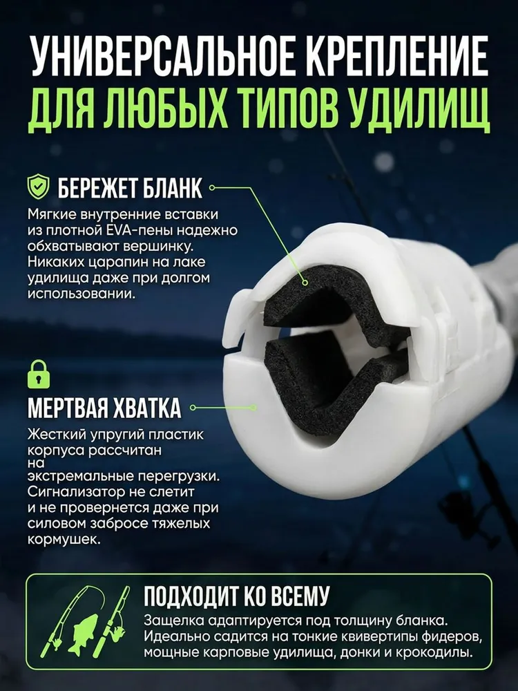 Умный сигнализатор поклевки электронный светлячок с USB зарядкой Аккумуляторы CR425 (LIR425), светлый, фото 6