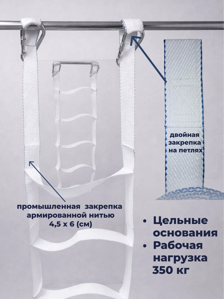 Лестница (2м или 2 метра) веревочная для колодца и погреба, стропная бытовая навесная, трап текстильный, 2 м, 2 м, фото 5