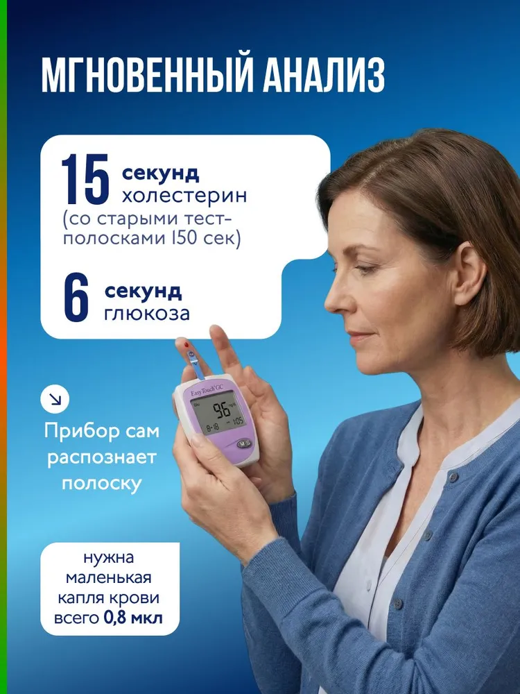 Анализаторы крови EasyTouch GC на глюкозу и холестерин, 2 набора, вариант, фото 3