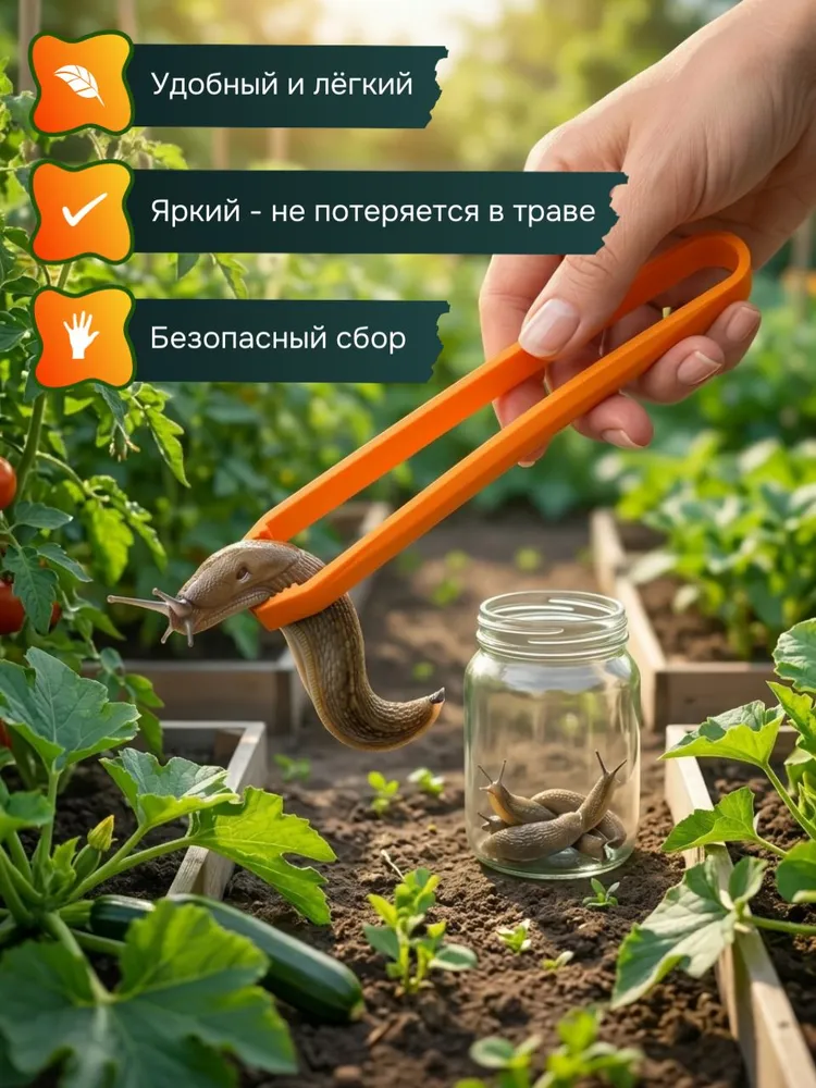 Пинцет для сбора слизней оранжевый, оранжевый, фото 2
