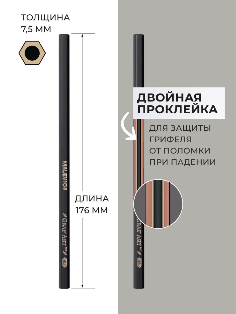 Набор ивовых угольных карандашей Малевичъ GrafArt PRO, 6 штук, вариант, фото 5