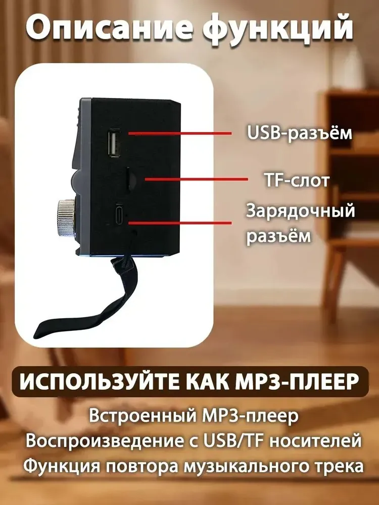 Радиоприемник с флешкой от сети и батареек, вариант, фото 5