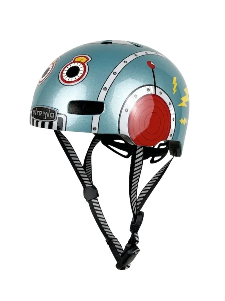 Шлем детский Intrino Halo Tin Robot 48-52 см лёгкий ABS для мальчика, для девочки, самоката и велосипеда, 48-52