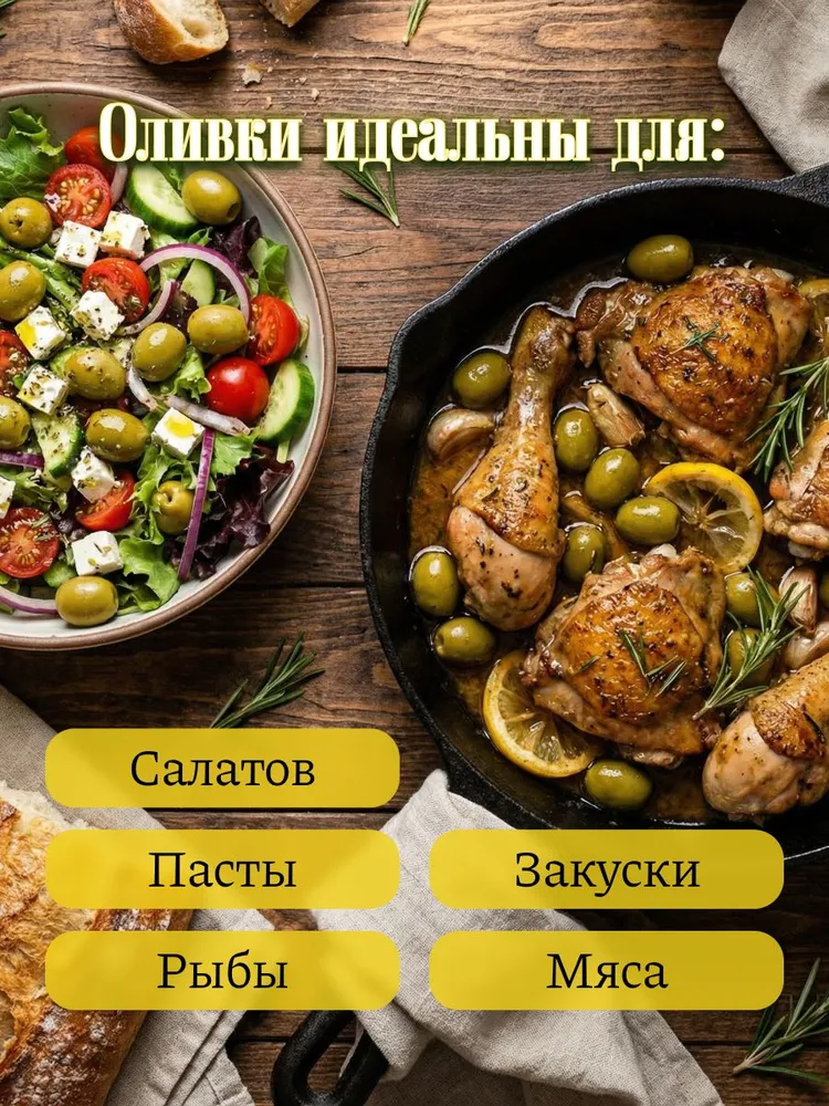 Оливки Продукты Доброграда зеленые с косточкой, Испания, 350 г, 350 г, фото 5
