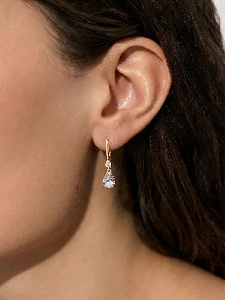 POKROVSKY JEWELRY Серьги женские серебро 925 , позолоченное, капля, серебристый, фото 5