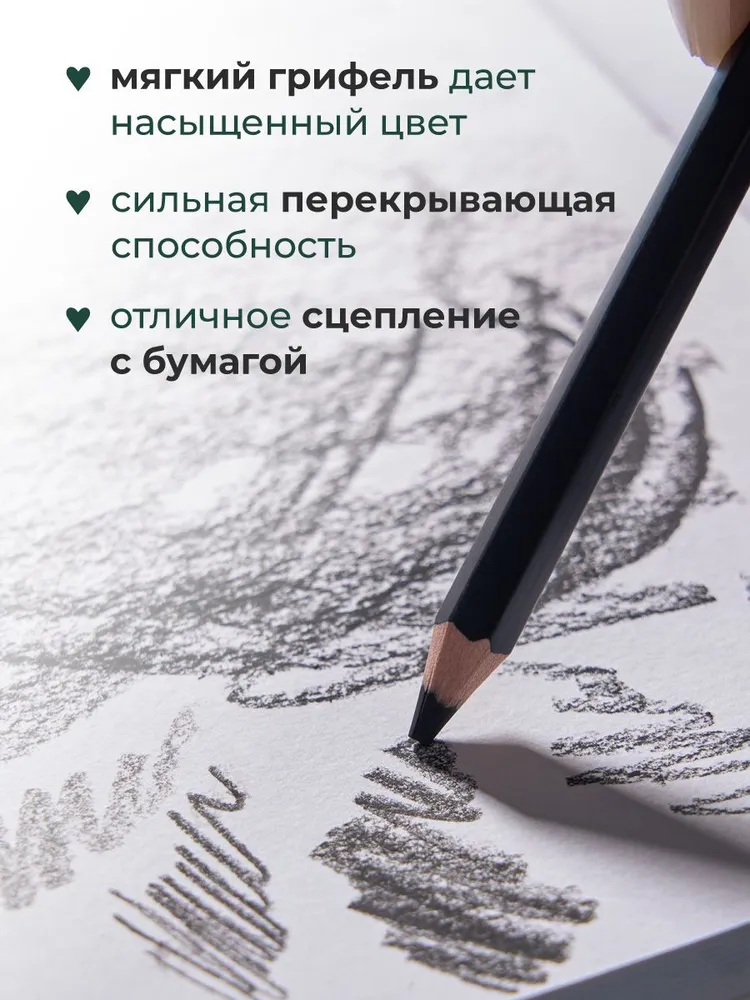 Набор угольных карандашей Малевичъ GrafArt PRO, 6 штук в металлической коробке, вариант, фото 4