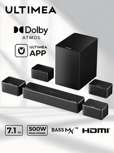 Саундбар для телевизора с сабвуфером ULTIMEA Poseidon D80 Boom, домашний кинотеатр 7.1 Dolby Atmos, 500Вт, 4 тыловых динамика, HDMI eARC, управление через приложение