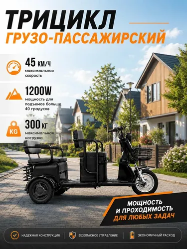 Вместительный грузовой скутер 1200 Вт - до 300 кг