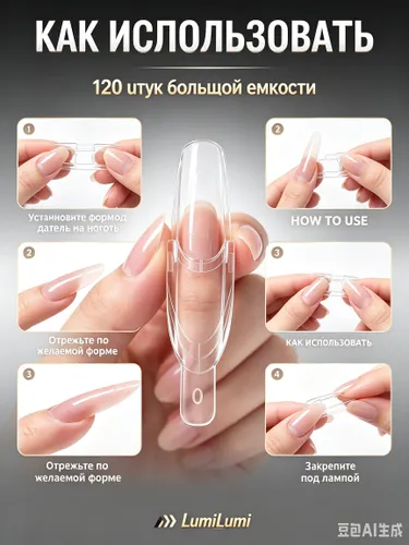 Прозрачные формы для наращивания ногтей ракета, 120 шт., двухслойные