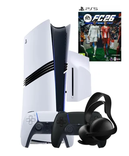 Игровая приставка Sony PlayStation 5 Pro + дисковод + 2й геймпад черный + игра FC26 + гарнитура PULSE Elite черный
