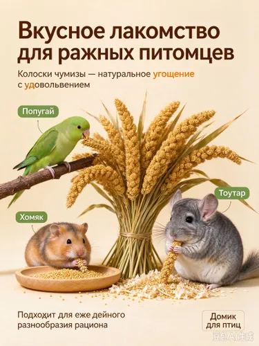 Чумиза для попугаев 1 шт. сенегальское просо лакомство игрушка для птиц и грызунов , урожай 2026 года - КОПОШИЛКА бренд от производителя