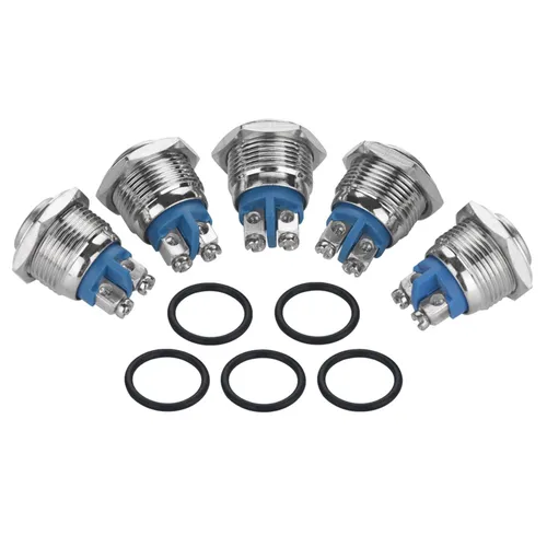 Мини кнопочный выключатель 16мм 250В, водонепроницаемый металлический переключатель, 5 шт, для автом