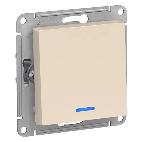 Выключатель 1-клавишный Systeme Electric AtlasDesign с подсветкой, сх.1а, 10АХ, механизм, Бежевый /