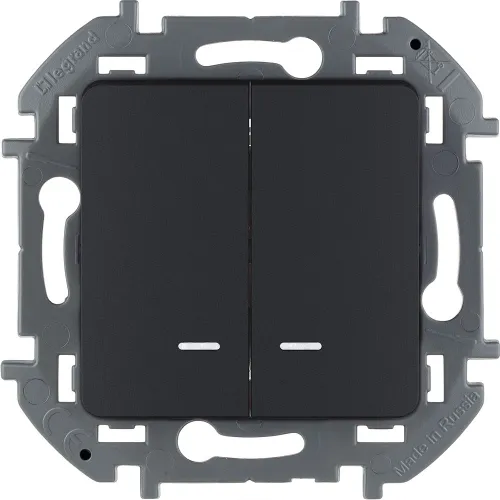 Выключатель 2-клавишный Legrand/Daccord Inspiria с подсветкой/индикацией, 10 AX - 250В, механизм, Ан