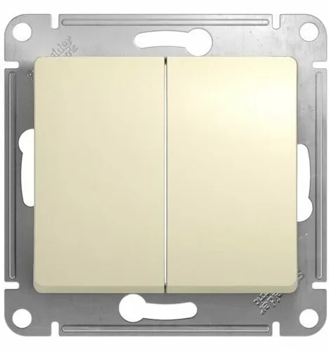 Systeme Electric GLOSSA 2-клавишный ВЫКЛЮЧАТЕЛЬ, БЕЖЕВЫЙ (GSL000251)-1 шт.