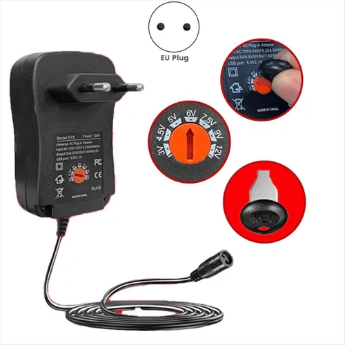 Адаптер переменного/постоянного тока 7,5 В 9 В 12 В 2 А/2,5 А, регулируемый по мощности, с вилкой ст