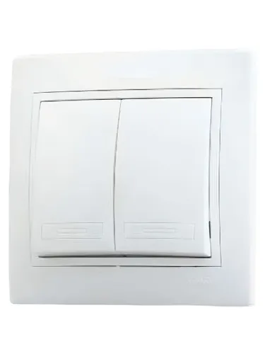 Lezard MIRA Выключатель двойной белый с белой вставкой