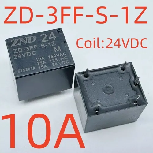 2 штуки Реле электромеханическое ZD-3FF-S-1Z-24VDC, 10А, 5-контактное переключающее