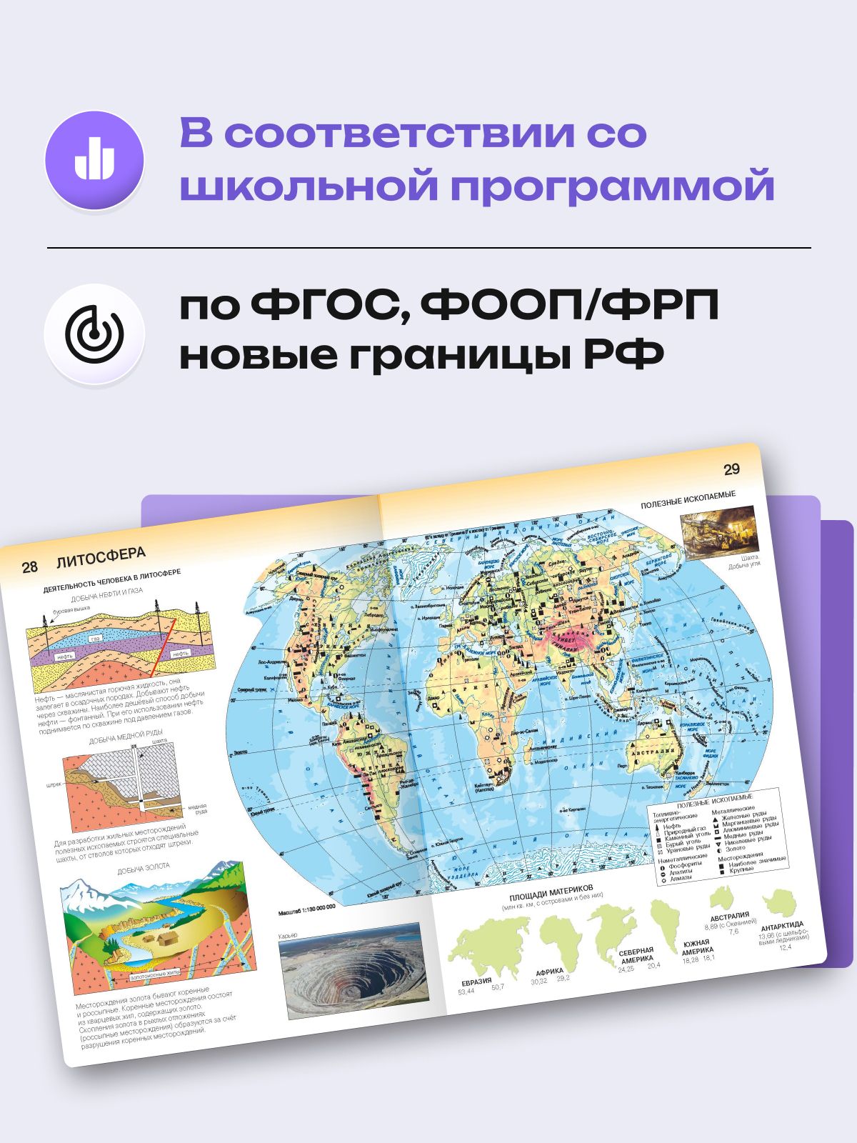 География 5 класс. Атлас и контурные карты ФГОС. С новыми регионами РФ 2025-2026 год | Geography Atlas, Grade 5 - Ozon image 3