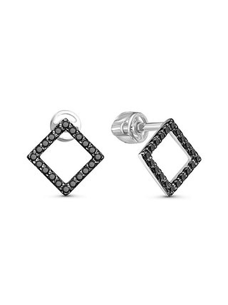 Серьги гвоздики из серебра 925 пробы с фианитом