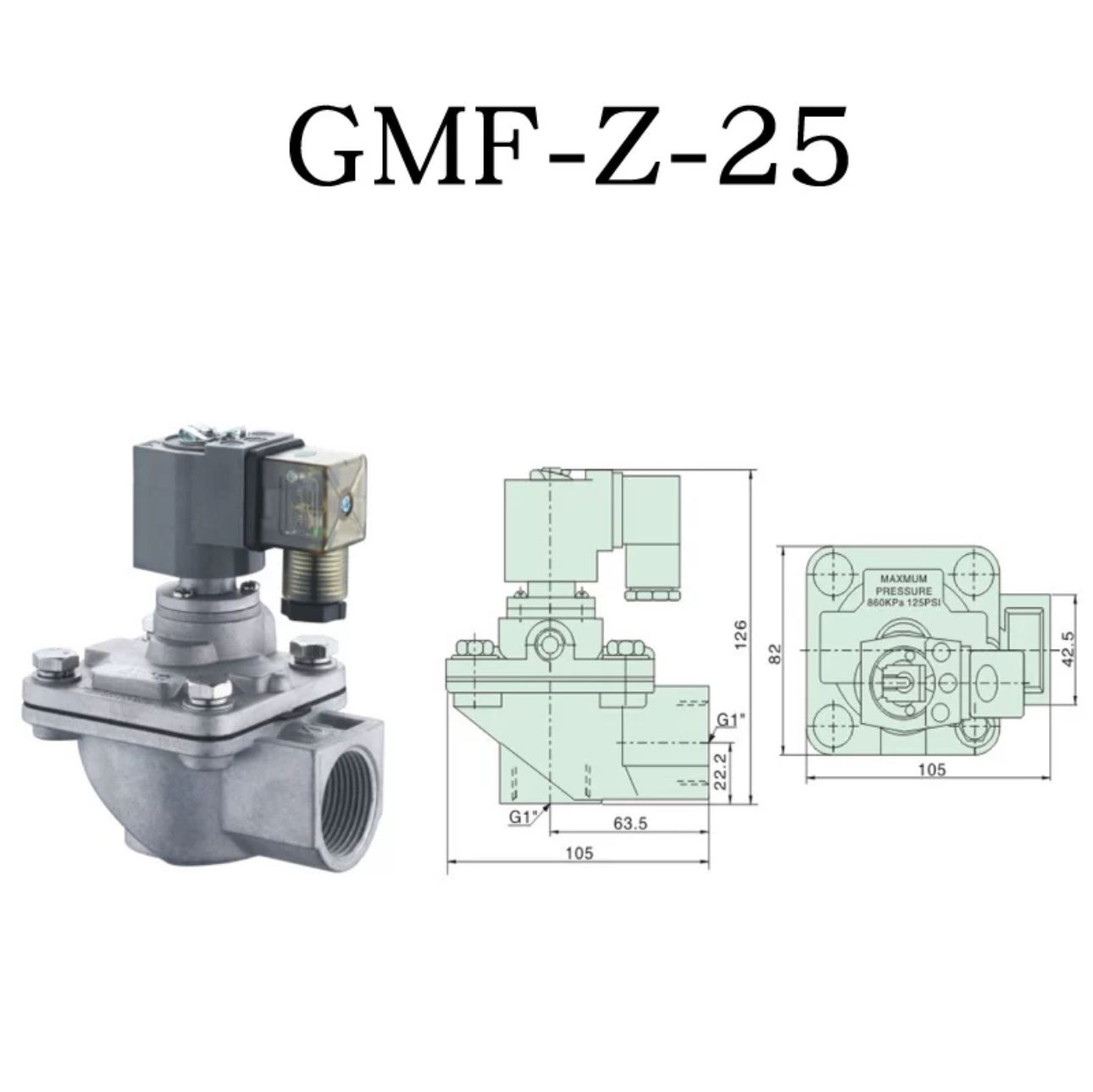 Электромагнитныеклапаныимпульсныедлярукавныхфильтров,мембраны,резьбовыеНапряжение24V