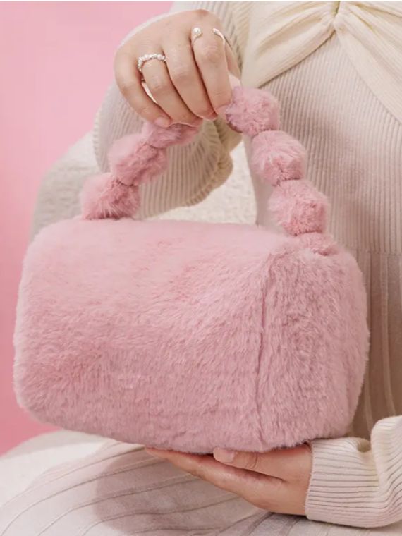 плюшевая сумка пастельного розового цвета