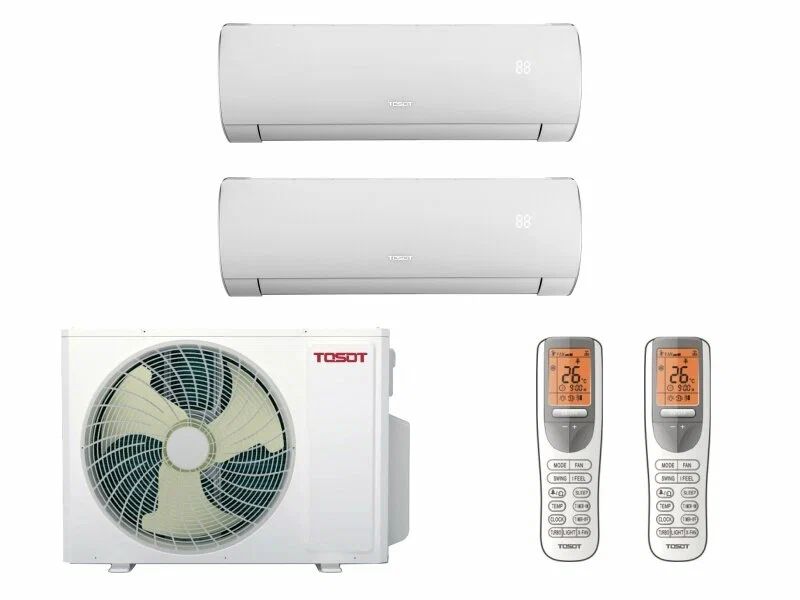 Мульти сплит-система на 2 комнаты инверторная Tosot T14H-FMA/O + T07H-SLyWA/I + T07H-SLyWA/I Lyra X (20 м2 + 20м2)